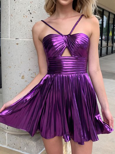 Unique Skater Metallic Pleated Cut Out Homecoming Dresses #Milly02053451