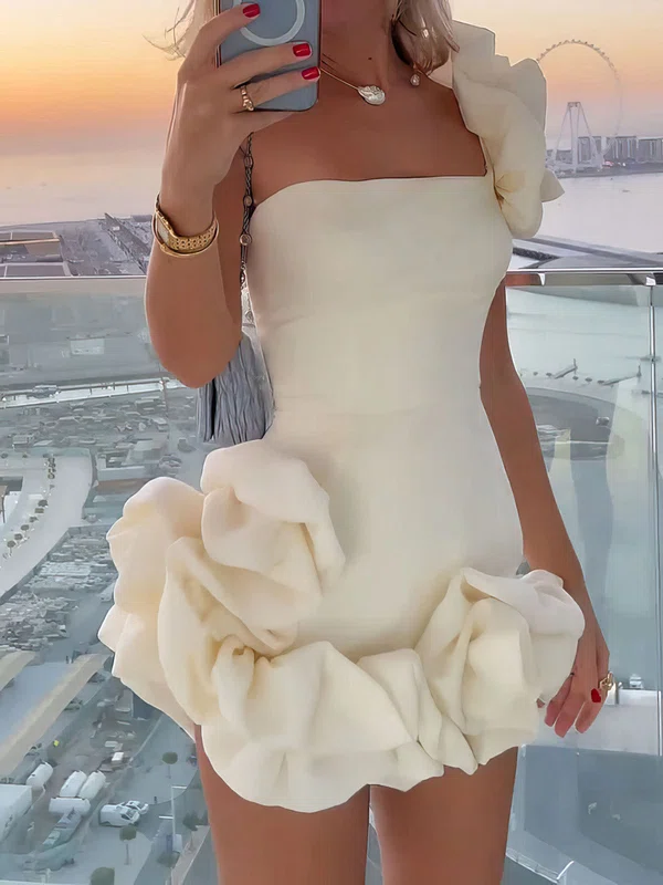 Unique Ivory Bodycon Satin One-Shoulder Homecoming Dresses #Milly02053464