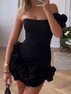 Unique Black Bodycon Satin One-Shoulder Homecoming Dresses S02053466