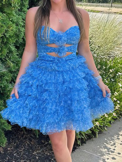 Unique Blue Skater Tulle Tiered Cut Out Homecoming Dresses #Milly02053496