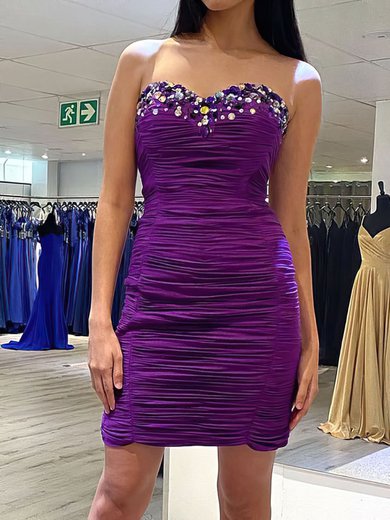 Petite Bodycon Jersey Beaded Ruched Homecoming Dresses #Milly02053497