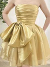 Unique Gold Skater Organza Bow Homecoming Dresses #Milly02053513