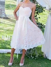 Tea-length Sweetheart With Sashes/Ribbons Latest Lace Wedding Dress #00020503