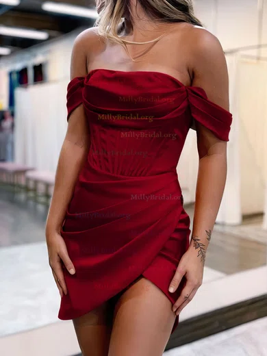 Size 8 buy Burgundy Fitted Cocktail off the shoulder Bodycon homecoming dress NEW