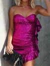 Sparkly Fuchsia Fitted Sequin Ruffle Homecoming Dresses #Milly02053578