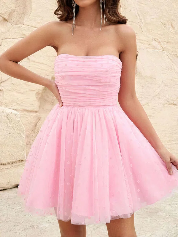 Cute Skater Tulle Ruched Straight Homecoming Dresses #Milly02053585