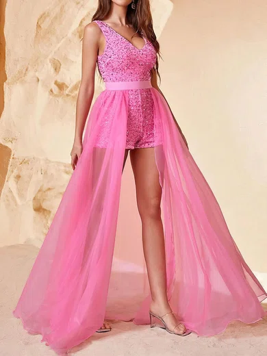 Sparkly Bodycon Organza V-neck Maxi Dress PT02053596