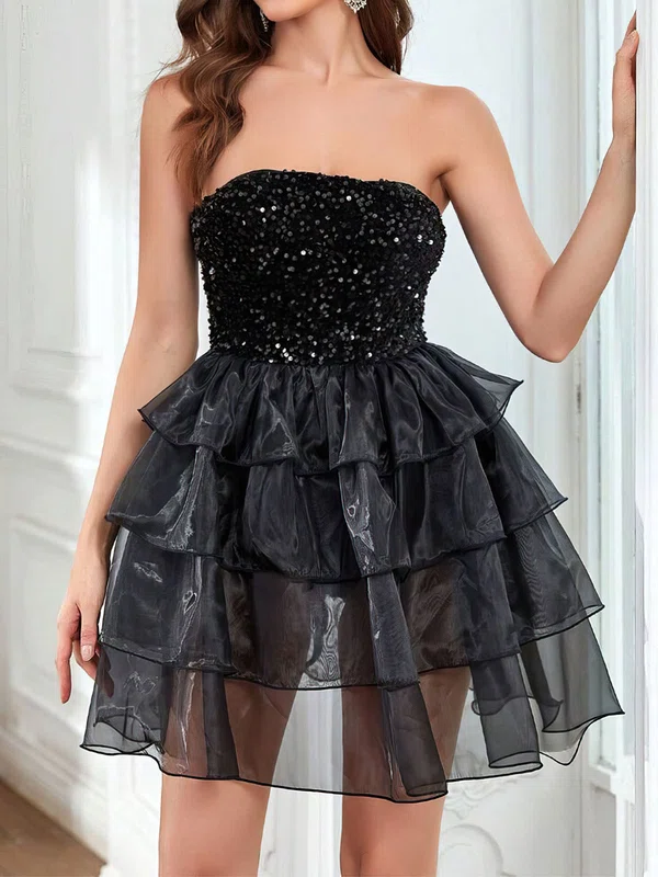 Black Straight Organza Velvet Sequin Homecoming Dresses #Milly02053599