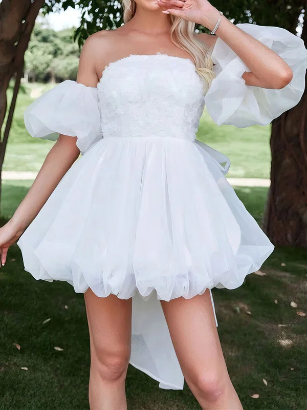 White Off-The-Shoulder Organza Homecoming Dresses #Milly02053616