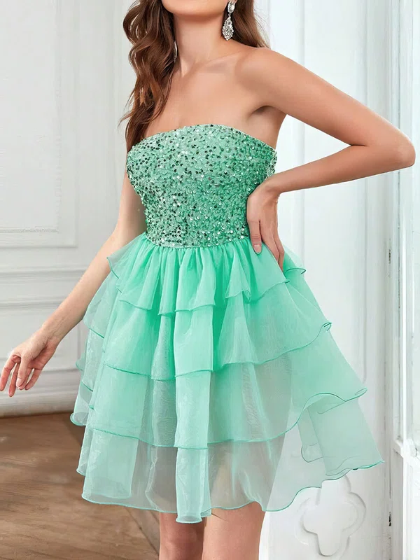 Puffy Skater Straight Tiered Sequin Dress PT02053623