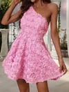 Unique Skater One Shoulder Floral Homecoming Dresses #Milly02053626