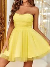 Cute Daffodil Tulle Skater Ruched Homecoming Dresses #Milly02053628