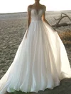 Ball Gown/Princess Illusion Chiffon Sweep Train Wedding Dress With Beading #Milly00027326