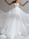 Ball Gown/Princess Cowl Neck Organza Court Train Wedding Dress With Split Front #Milly00027332