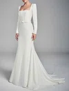 Trumpet/Mermaid Square Neckline Stretch Crepe Sweep Train Wedding Dress #Milly00027342