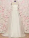 White Tulle Sashes/Ribbon Lace-up Sweetheart Sweep Train Fashion Wedding Dress #00020519