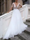 Ball Gown/Princess Illusion Lace Tulle Court Train Wedding Dress #Milly00027377