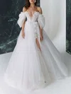 Ball Gown/Princess Off-the-shoulder Tulle Court Train Wedding Dress With Appliques Lace #Milly00027388