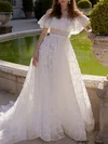 Ball Gown/Princess Off-the-shoulder Lace Sweep Train Wedding Dress #Milly00027398