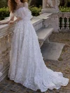 Ball Gown/Princess Off-the-shoulder Lace Court Train Wedding Dress With Ruched #Milly00027402