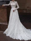 Ball Gown/Princess High Neck Lace Court Train Wedding Dress #Milly00027405