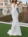 Trumpet/Mermaid Illusion Stretch Crepe Sweep Train Wedding Dress With Crystal Detailing #Milly00027428