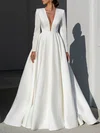 Ball Gown/Princess V-neck Satin Court Train Wedding Dress #Milly00027445