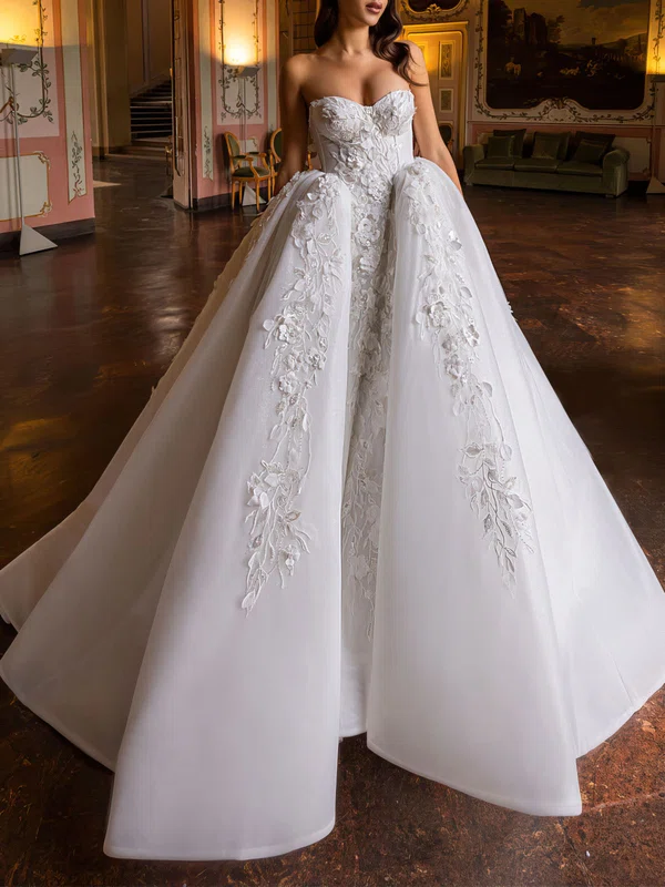 Ball Gown/Princess Sweetheart Organza Cathedral Train Wedding Dress With Appliques Lace #Milly00027457