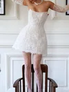 A-line Straight Lace Short/Mini Wedding Dress With Pearl Detailing #Milly00027473