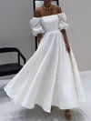 Ball Gown/Princess Off-the-shoulder Satin Ankle-length Wedding Dress #Milly00027477