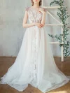 Ball Gown/Princess Illusion Tulle Sweep Train Wedding Dress With Appliques Lace #Milly00027485