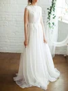 Ball Gown/Princess Illusion Lace Tulle Sweep Train Wedding Dress #Milly00027491