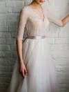 Ball Gown/Princess V-neck Lace Tulle Court Train Wedding Dress #Milly00027511