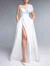 Ball Gown/Princess Square Neckline Satin Floor-length Wedding Dress With Flower(s) #Milly00027531