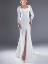 Trumpet/Mermaid Sweetheart Stretch Crepe Sweep Train Wedding Dress With Split Front #Milly00027534