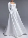 Ball Gown/Princess Square Neckline Satin Floor-length Wedding Dress #Milly00027541