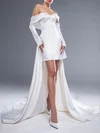 Sheath/Column Off-the-shoulder Satin Watteau Train Wedding Dress #Milly00027547