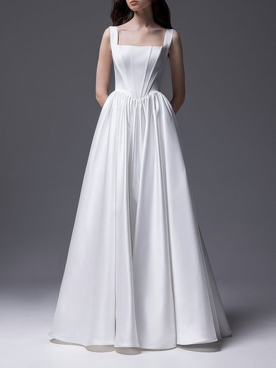 Ball Gown/Princess Square Neckline Satin Floor-length Wedding Dress #Milly00027550