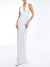 Sheath/Column Halter Satin Sweep Train Wedding Dress With Ruched #Milly00027553