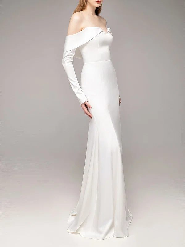 Trumpet/Mermaid Off-the-shoulder Satin Floor-length Wedding Dress #Milly00027568