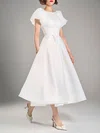 Ball Gown/Princess Scoop Neck Satin Tea-length Wedding Dress #Milly00027572