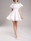 Ball Gown/Princess Scoop Neck Satin Short/Mini Wedding Dress #Milly00027574