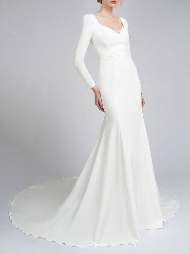 Trumpet/Mermaid Sweetheart Satin Court Train Wedding Dress #Milly00027583