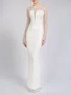 Sheath/Column Illusion Lace Satin Floor-length Wedding Dress With Split Back #Milly00027584