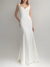 Trumpet/Mermaid V-neck Stretch Crepe Floor-length Wedding Dress #Milly00027585