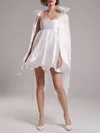 A-line Sweetheart Satin Short/Mini Wedding Dress #Milly00027587