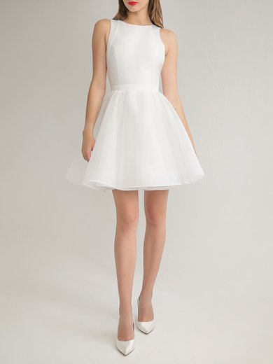 Ball Gown/Princess Scoop Neck Organza Short/Mini Wedding Dress #Milly00027595