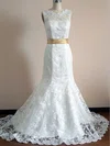 Trumpet/Mermaid Illusion Lace Court Train Wedding Dresses With Sashes / Ribbons #00020542