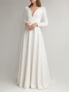 A-line Illusion Stretch Crepe Floor-length Wedding Dress #Milly00027612