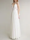 A-line Halter Chiffon Floor-length Wedding Dress With Split Front #Milly00027641